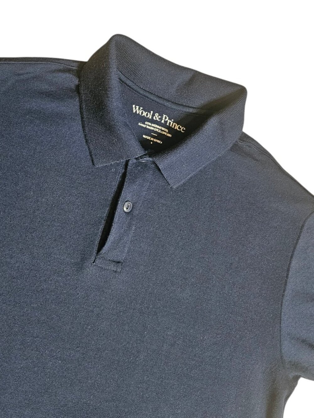 Wool & Prince 100% Merino Polo Shirt Navy Men's L Casual Preppy Yacht Golf Work